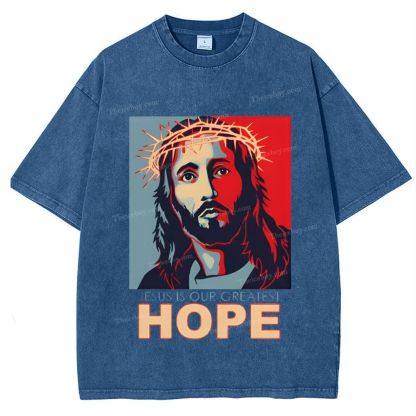 Jesus Is Our Great Hope Snowflake Vintage Washed T-Shirt
