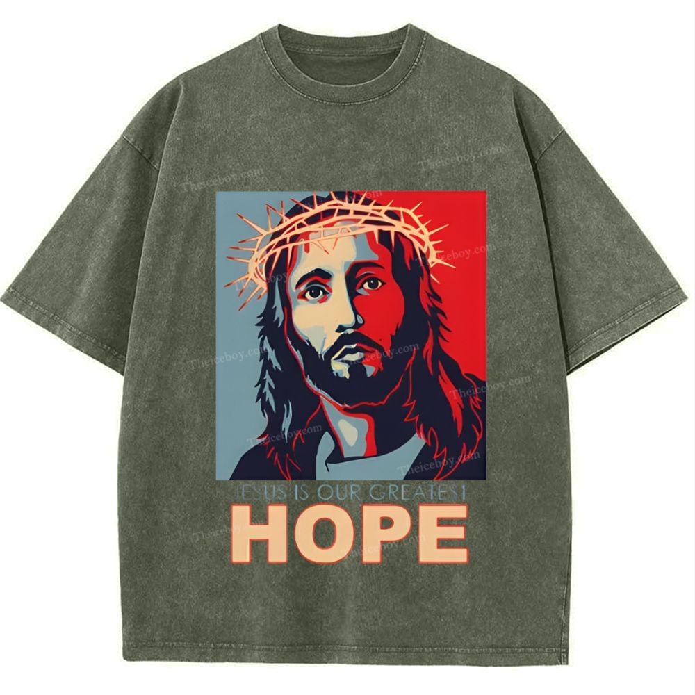 Jesus Is Our Great Hope Snowflake Vintage Washed T-Shirt