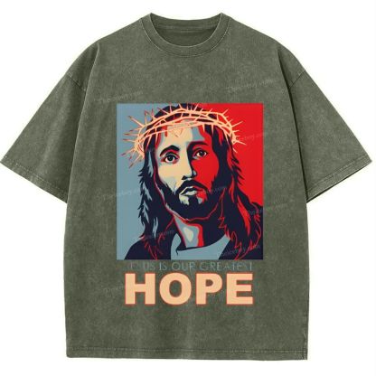 Jesus Is Our Great Hope Snowflake Vintage Washed T-Shirt
