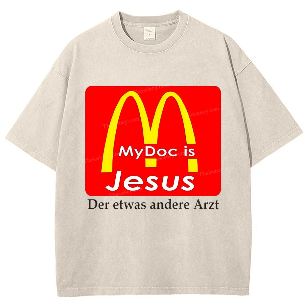 My Doc Is Jesus Snowflake Vintage Washed T-Shirt