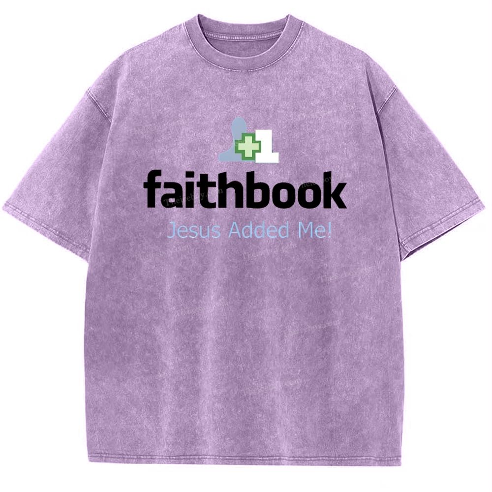 Faithbook Jesus Added Me Snowflake Vintage Washed T-Shirt