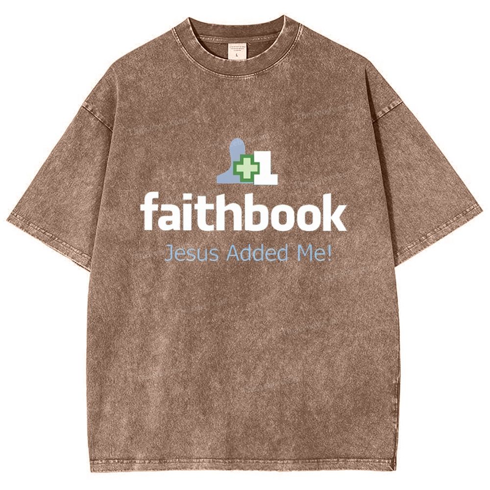 Faithbook Jesus Added Me Snowflake Vintage Washed T-Shirt