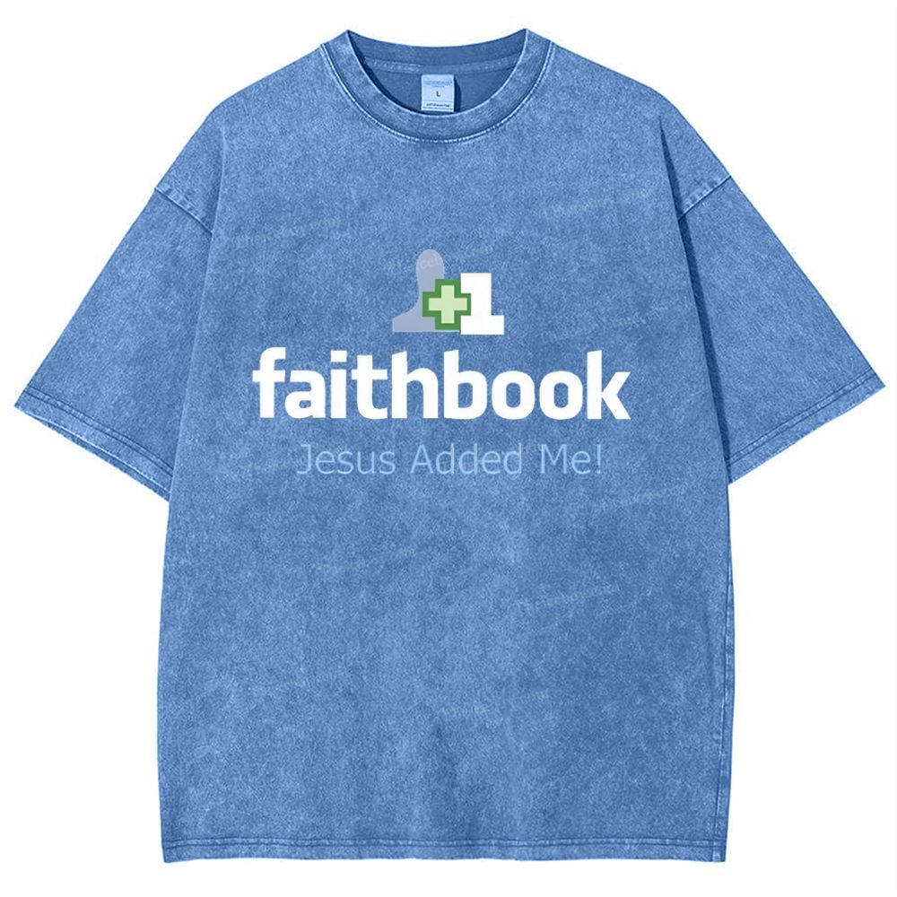 Faithbook Jesus Added Me Snowflake Vintage Washed T-Shirt