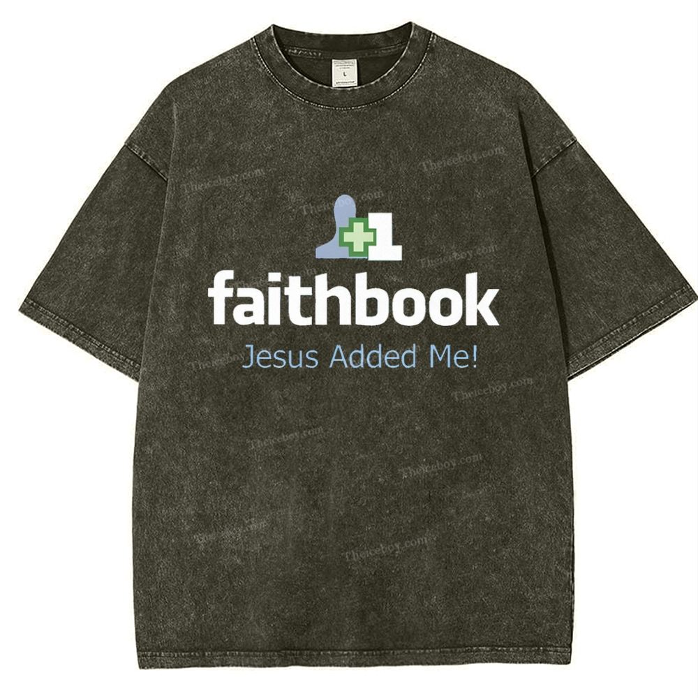 Faithbook Jesus Added Me Snowflake Vintage Washed T-Shirt