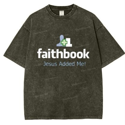 Faithbook Jesus Added Me Snowflake Vintage Washed T-Shirt