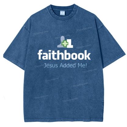Faithbook Jesus Added Me Snowflake Vintage Washed T-Shirt