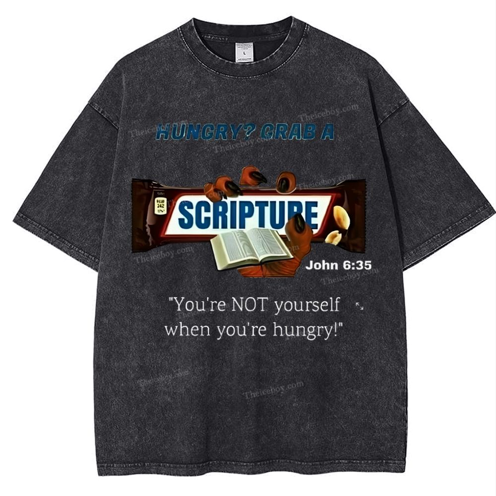 Hungry?Grab A Scripture Snowflake Vintage Washed T-Shirt
