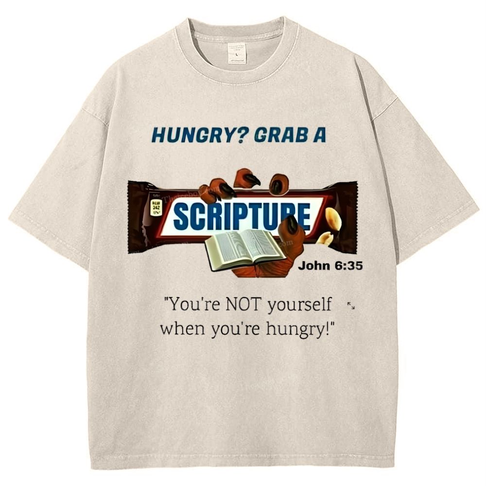 Hungry?Grab A Scripture Snowflake Vintage Washed T-Shirt