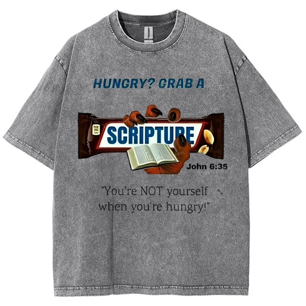 Hungry?Grab A Scripture Snowflake Vintage Washed T-Shirt