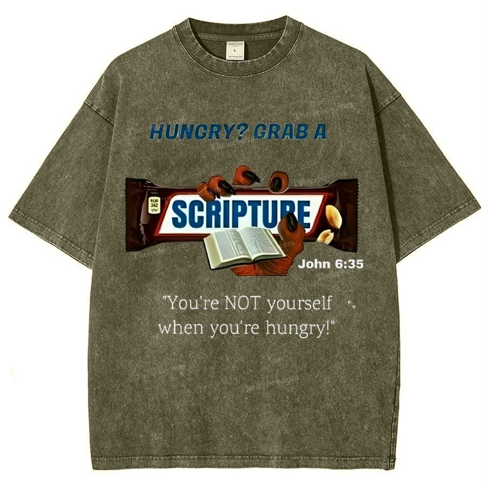 Hungry?Grab A Scripture Snowflake Vintage Washed T-Shirt