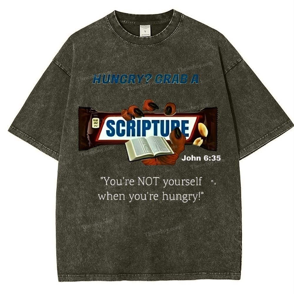 Hungry?Grab A Scripture Snowflake Vintage Washed T-Shirt