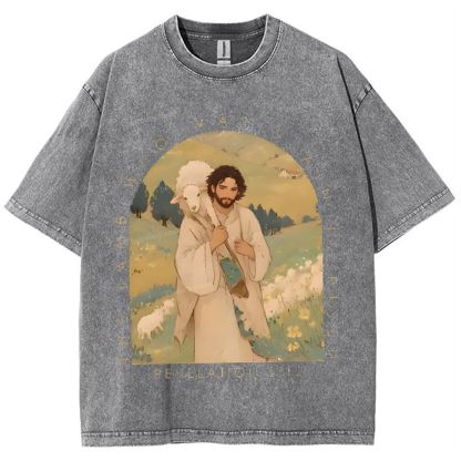 The Lamb Who Was Slain Is Plsen Snowflake Vintage Washed T-Shirt