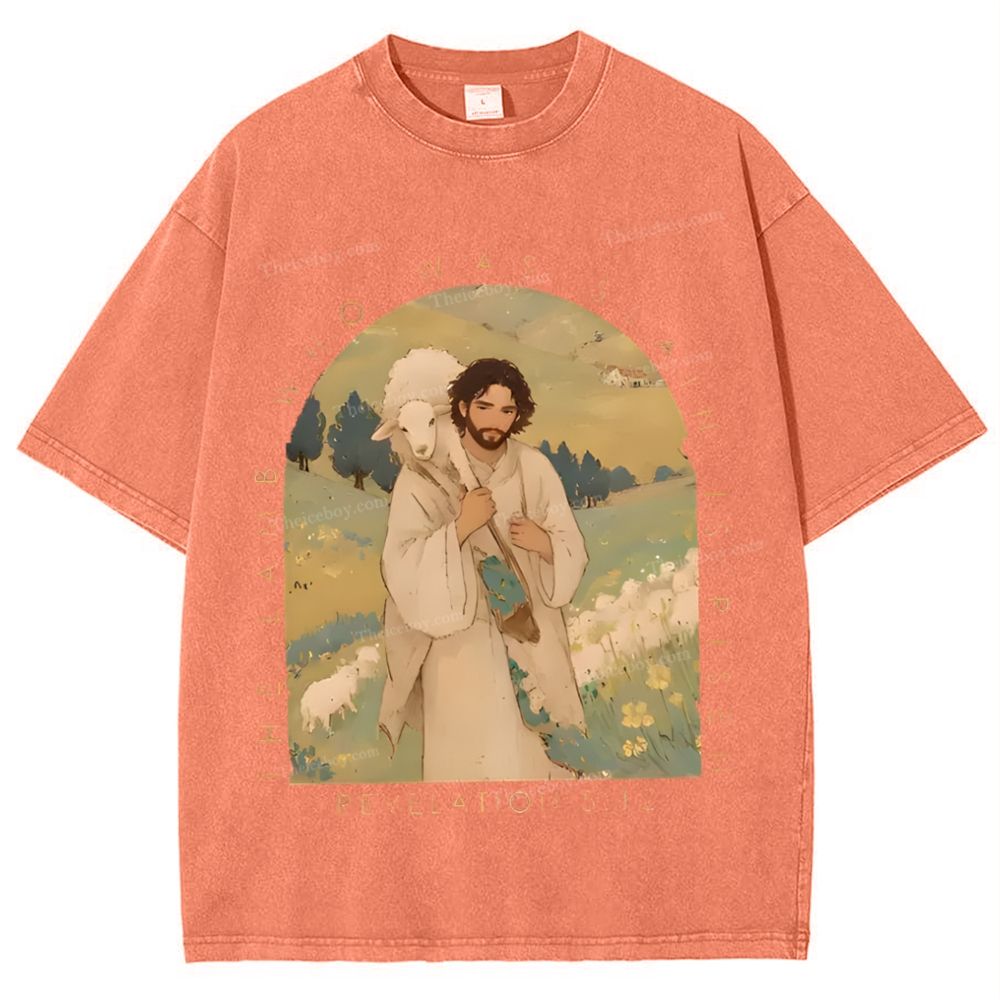 The Lamb Who Was Slain Is Plsen Snowflake Vintage Washed T-Shirt