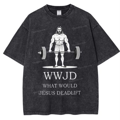 What Would Jesus Deadlift Snowflake Vintage Washed T-Shirt