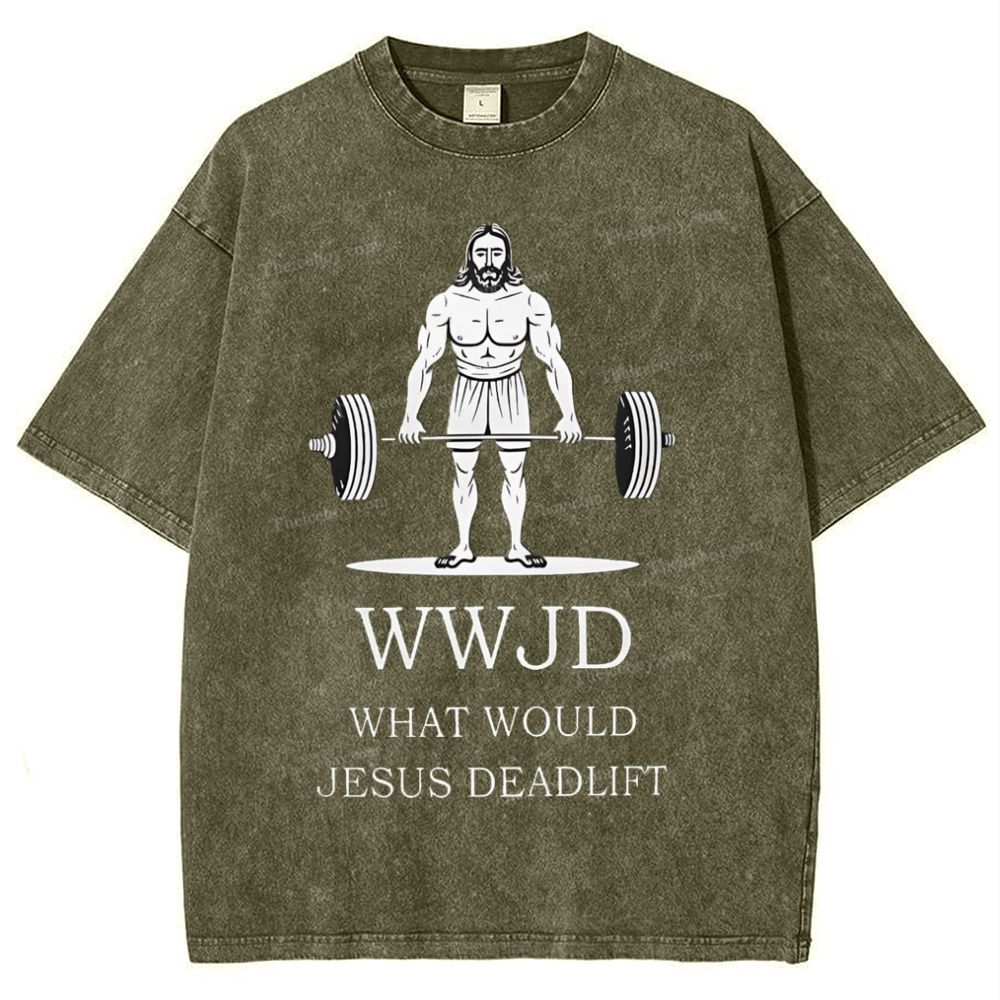 What Would Jesus Deadlift Snowflake Vintage Washed T-Shirt