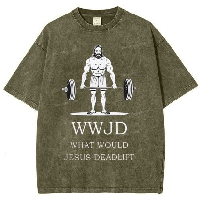 What Would Jesus Deadlift Snowflake Vintage Washed T-Shirt