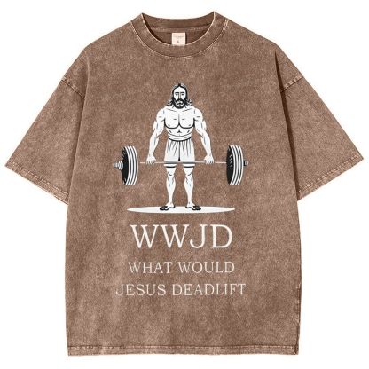 What Would Jesus Deadlift Snowflake Vintage Washed T-Shirt