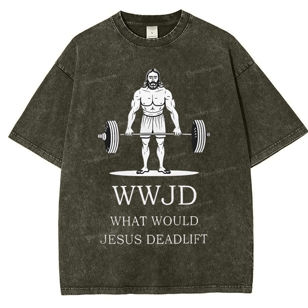 What Would Jesus Deadlift Snowflake Vintage Washed T-Shirt