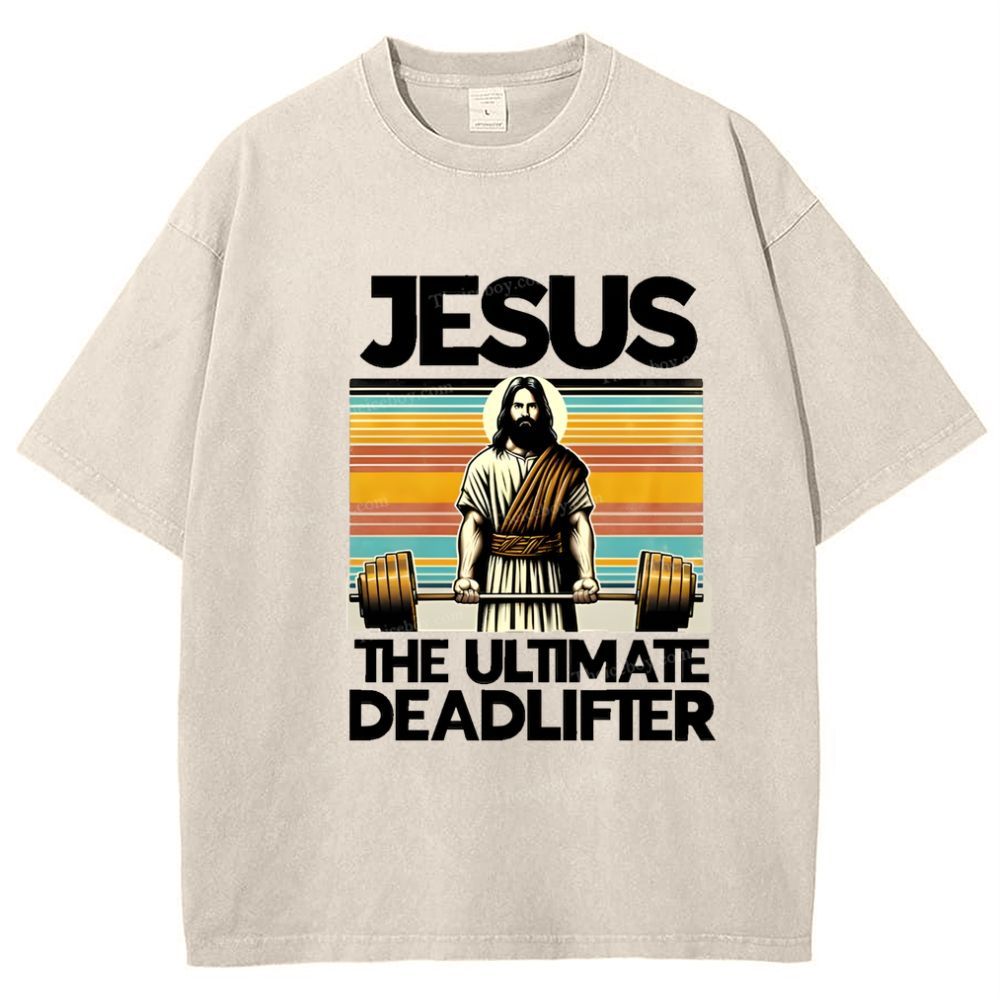 Jesus The Ultimate Deadlifter Snowflake Vintage Washed T-Shirt