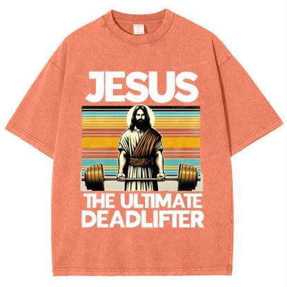 Jesus The Ultimate Deadlifter Snowflake Vintage Washed T-Shirt