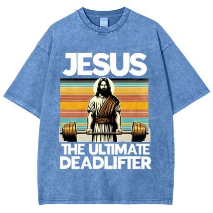 Jesus The Ultimate Deadlifter Snowflake Vintage Washed T-Shirt