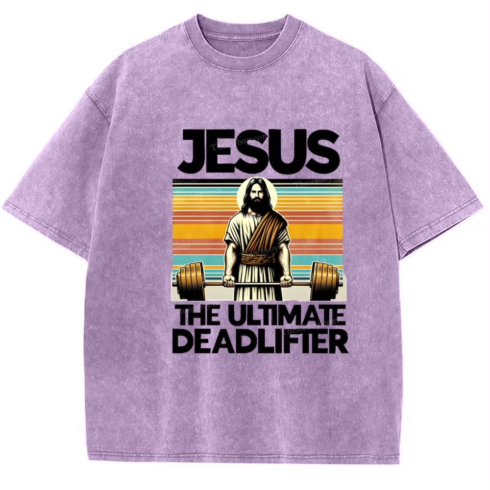 Jesus The Ultimate Deadlifter Snowflake Vintage Washed T-Shirt