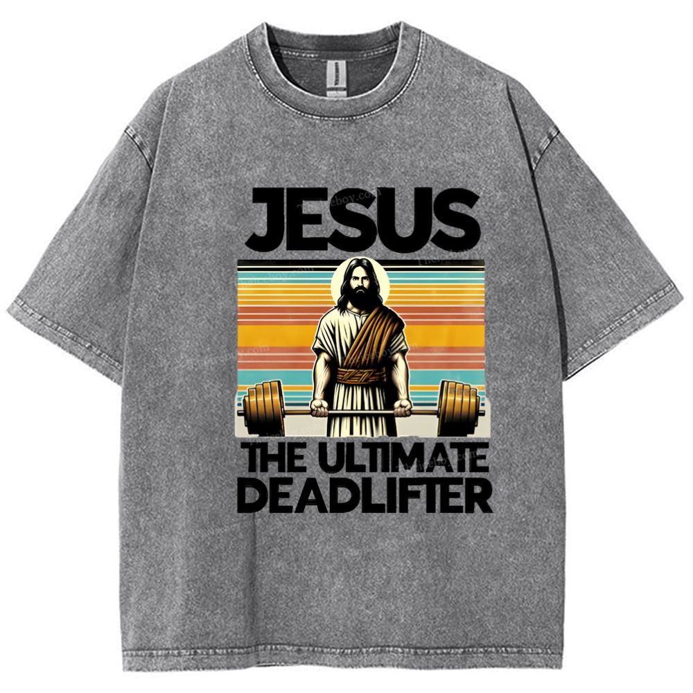 Jesus The Ultimate Deadlifter Snowflake Vintage Washed T-Shirt