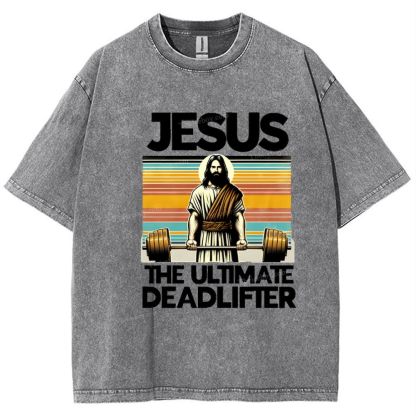 Jesus The Ultimate Deadlifter Snowflake Vintage Washed T-Shirt