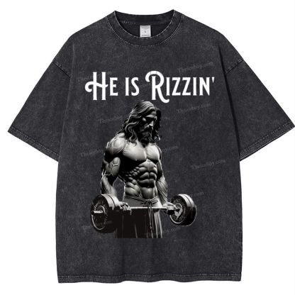 He Is Rizzin' Snowflake Vintage Washed T-Shirt