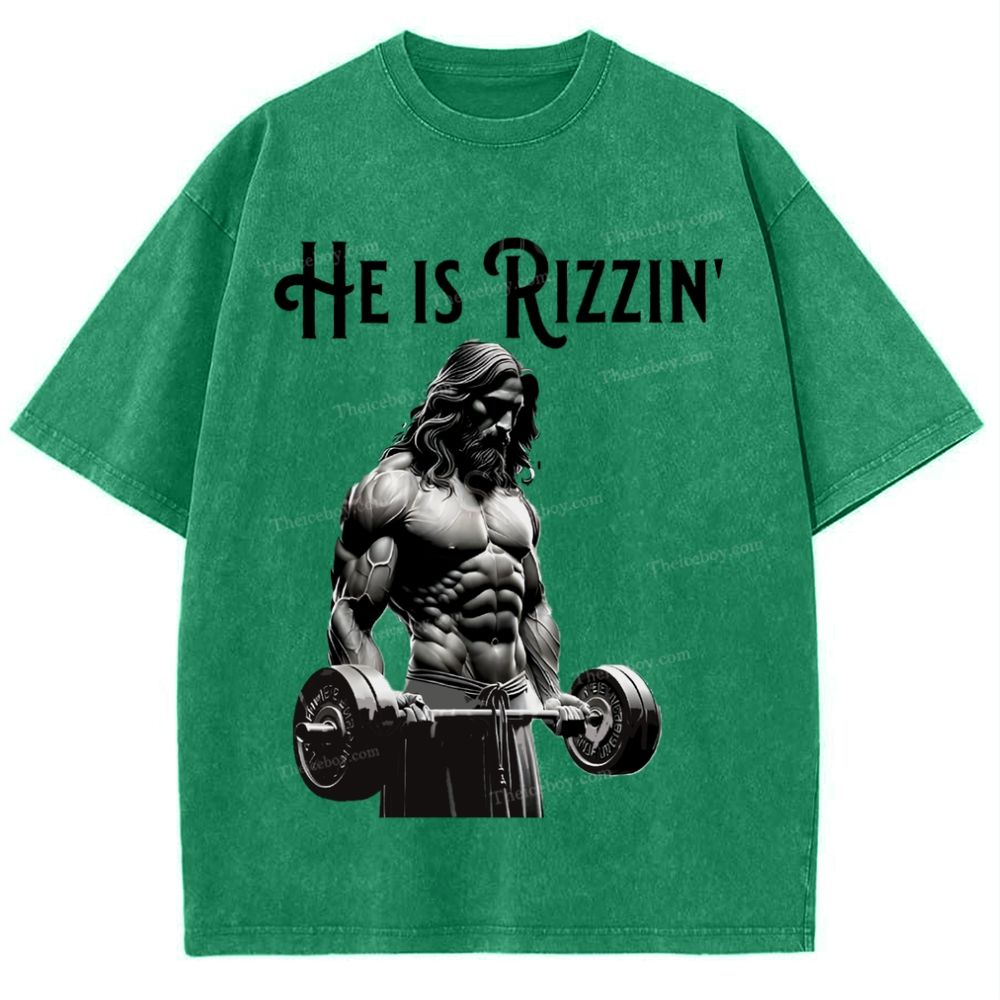 He Is Rizzin' Snowflake Vintage Washed T-Shirt