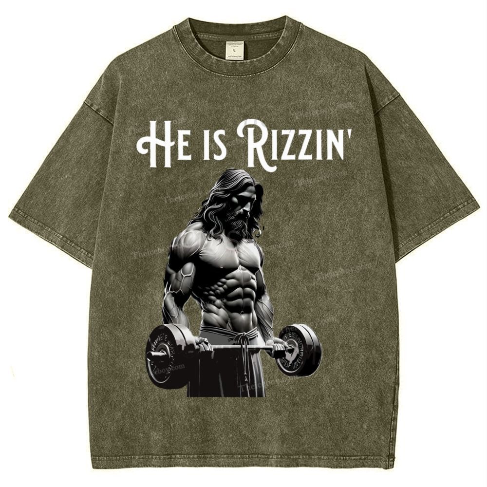 He Is Rizzin' Snowflake Vintage Washed T-Shirt