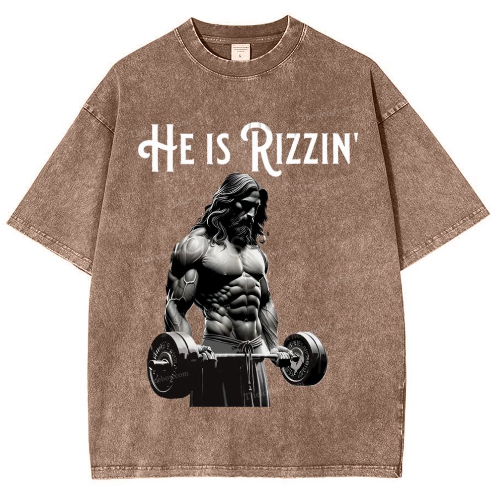 He Is Rizzin' Snowflake Vintage Washed T-Shirt