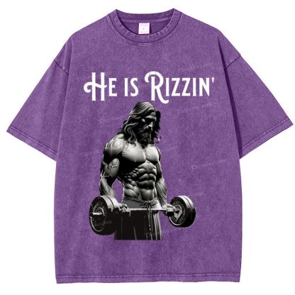 He Is Rizzin' Snowflake Vintage Washed T-Shirt