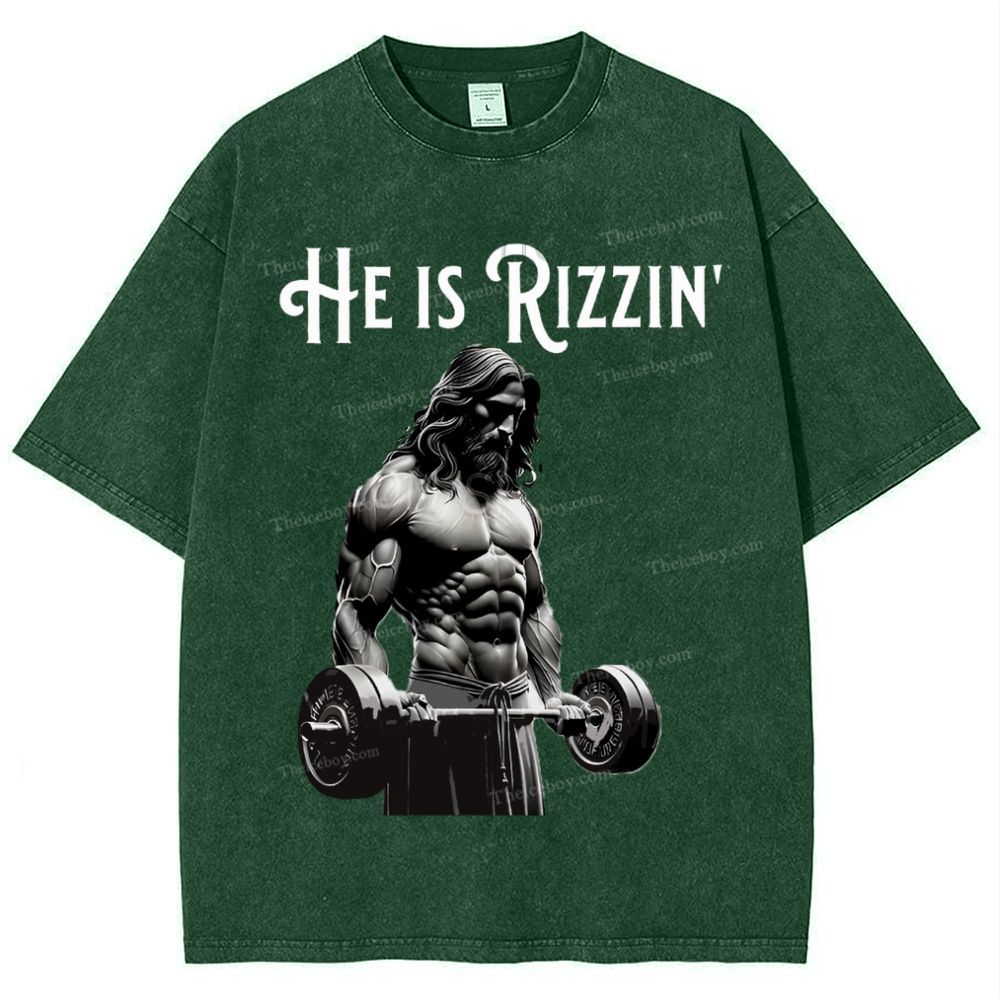 He Is Rizzin' Snowflake Vintage Washed T-Shirt