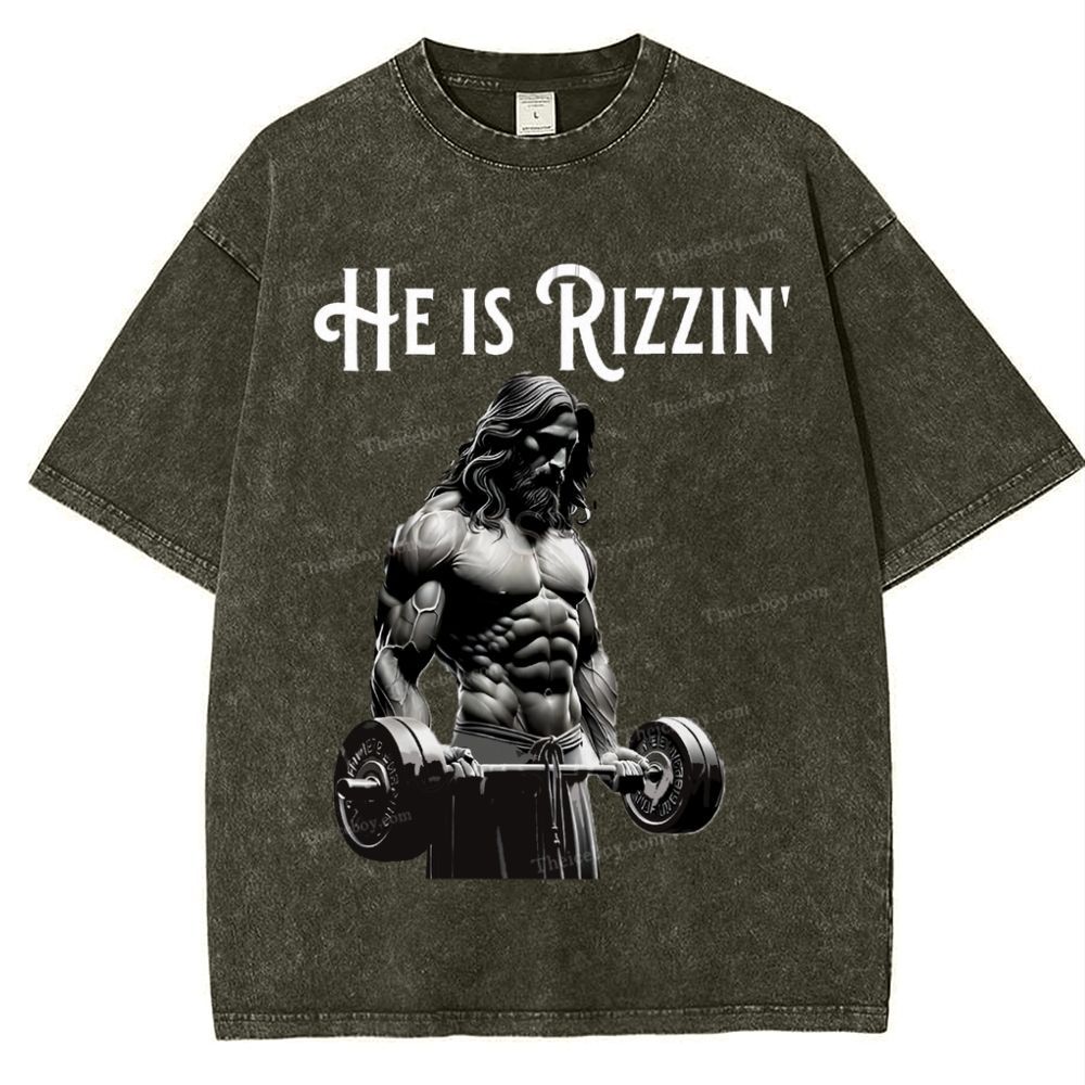 He Is Rizzin' Snowflake Vintage Washed T-Shirt