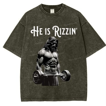 He Is Rizzin' Snowflake Vintage Washed T-Shirt