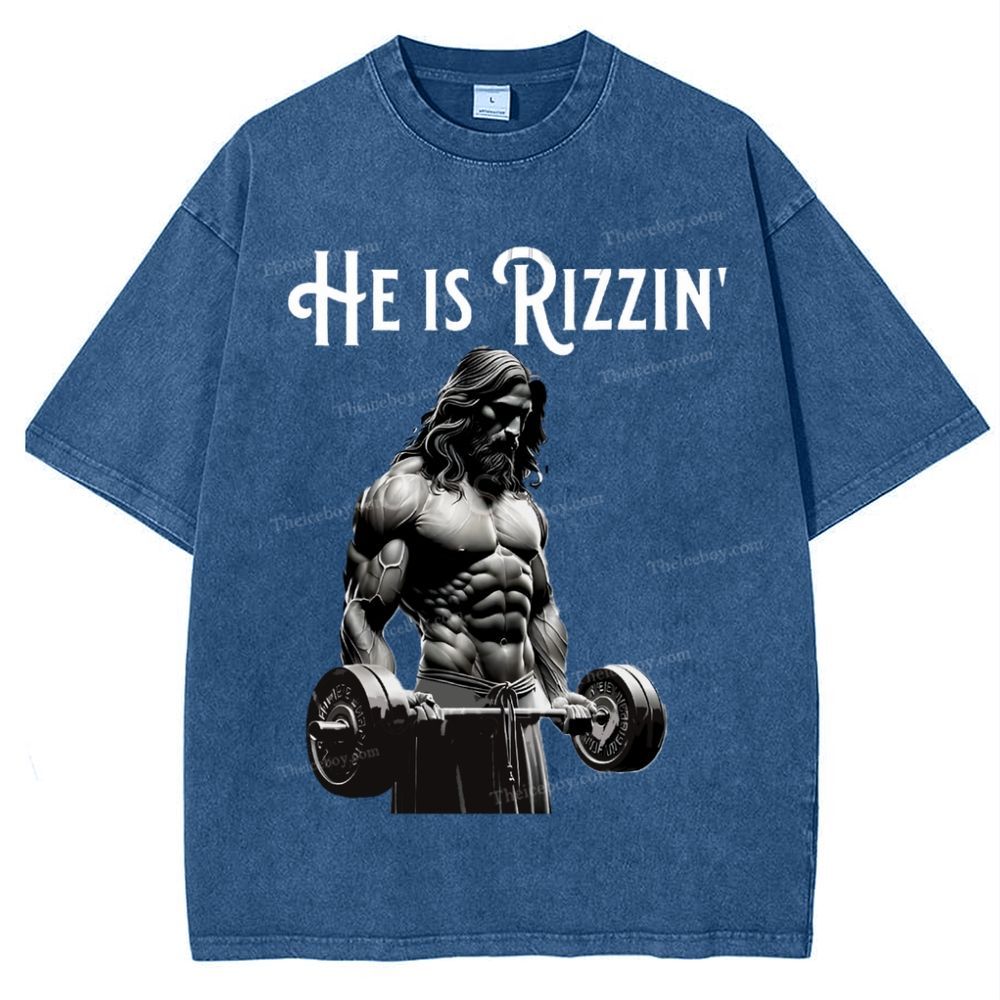 He Is Rizzin' Snowflake Vintage Washed T-Shirt