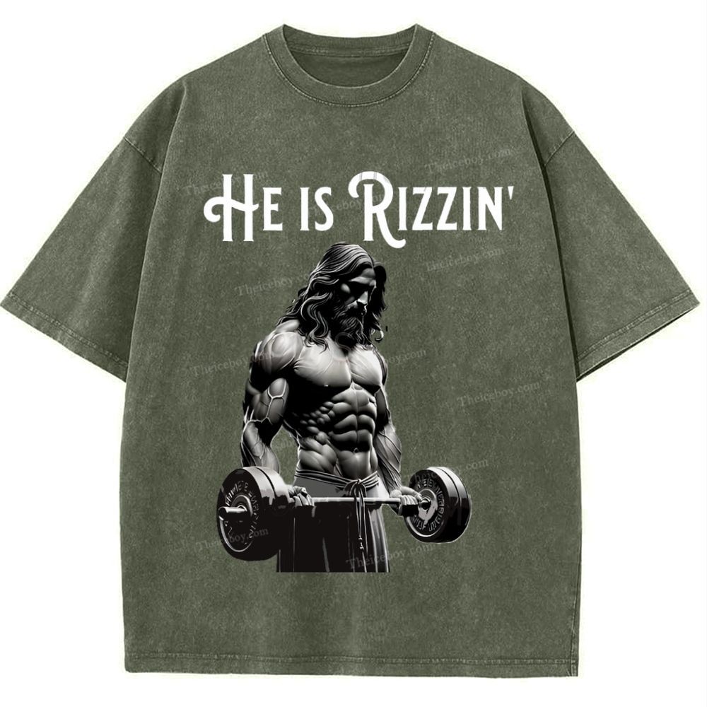 He Is Rizzin' Snowflake Vintage Washed T-Shirt