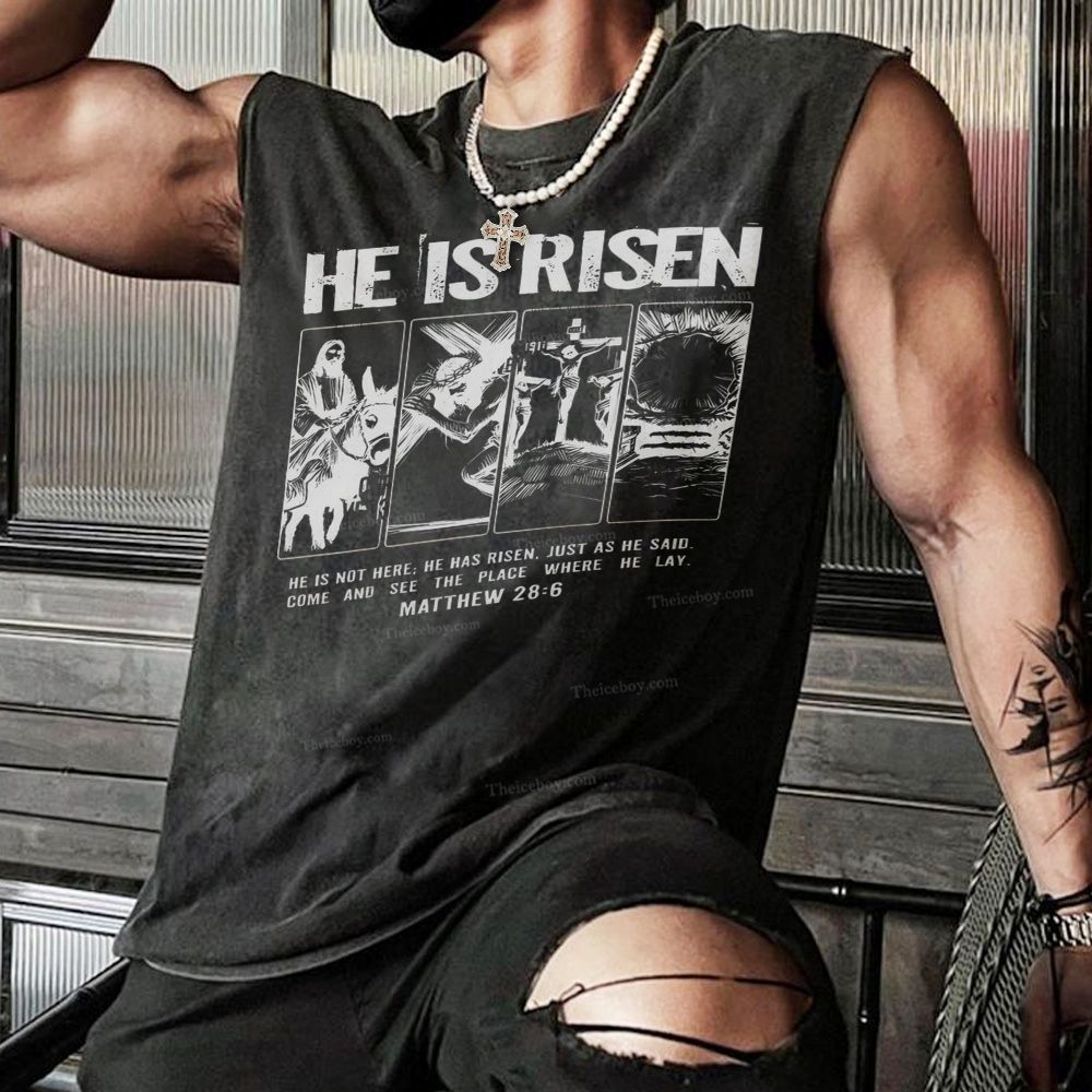 Is Not Here Christian Christian Snowflake Washed Vest