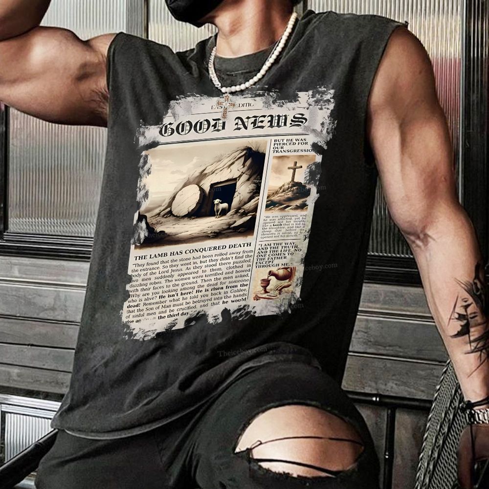 Good News Newspaper Christian Snowflake Washed Vest