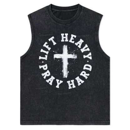 Lift Heavy Pray Hard Christian Snowflake Washed Vest