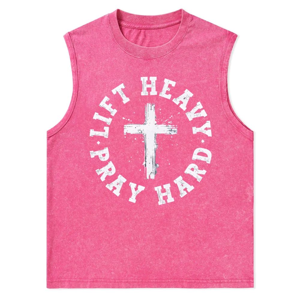 Lift Heavy Pray Hard Christian Snowflake Washed Vest