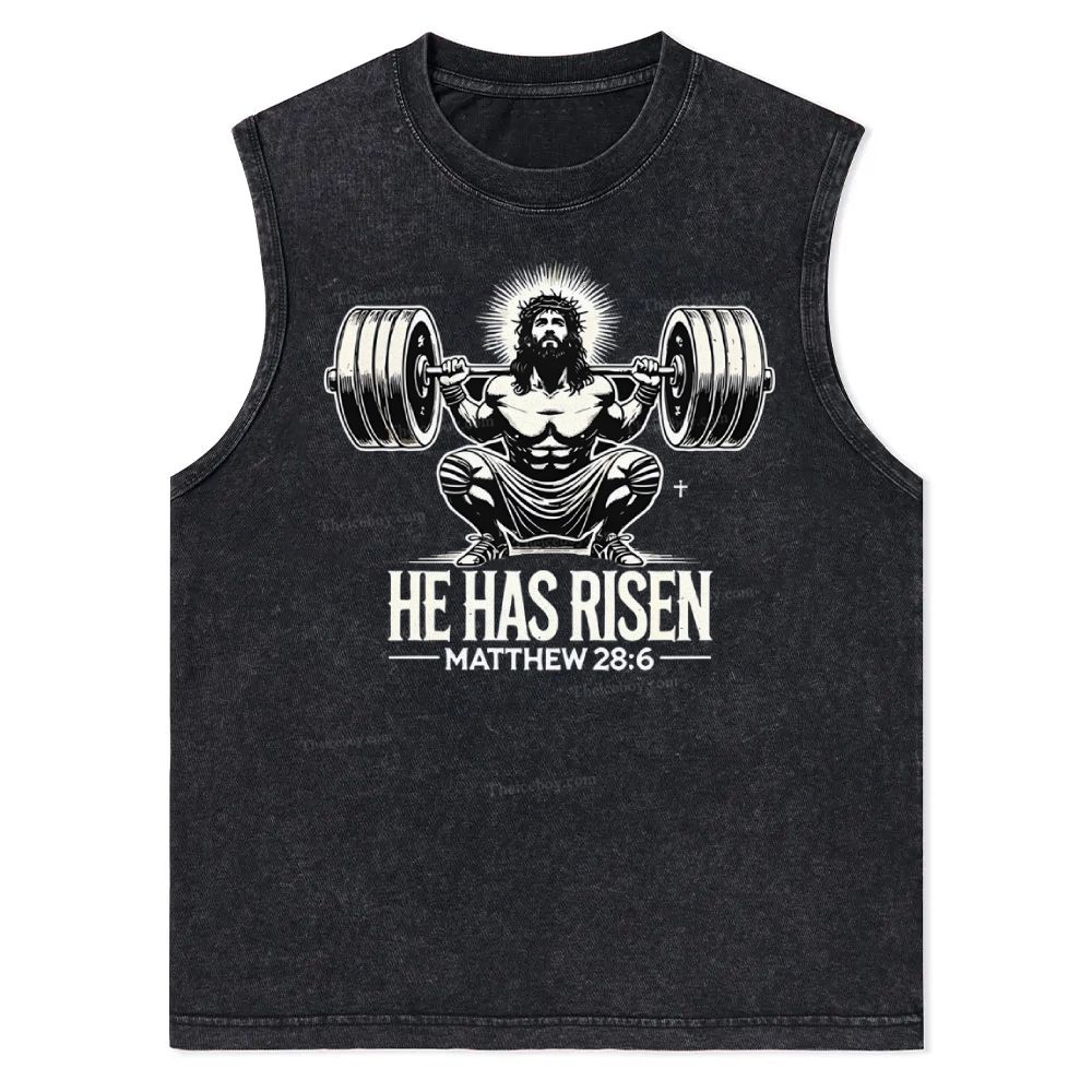 He Has Risen Christian Snowflake Washed Vest