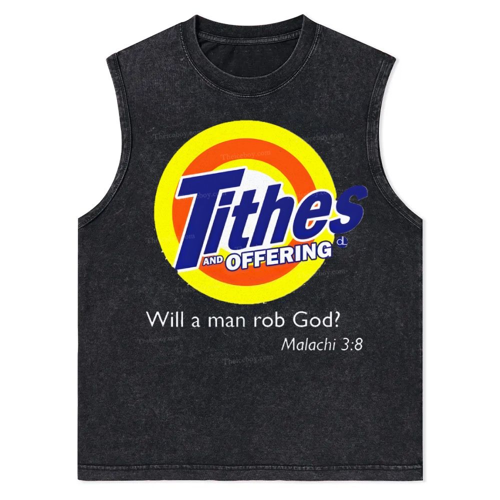 Will A Man Rob God? Christian Snowflake Washed Vest
