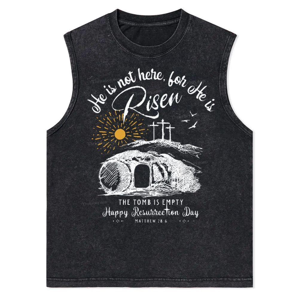 He Is Not Here For He Is Risen Christian Snowflake Washed Vest