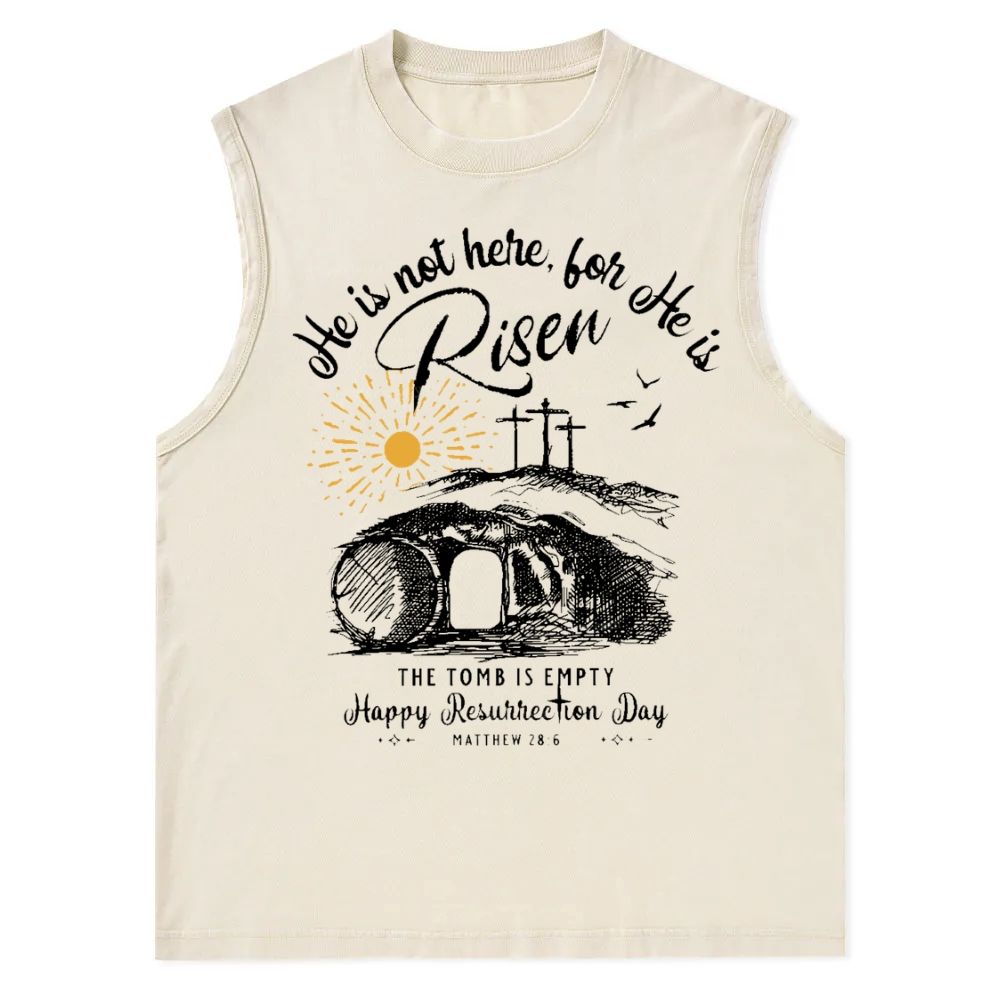 He Is Not Here For He Is Risen Christian Snowflake Washed Vest