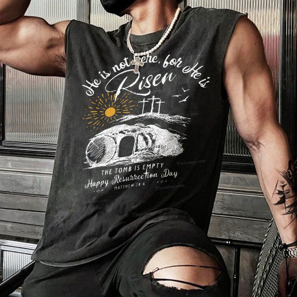He Is Not Here For He Is Risen Christian Snowflake Washed Vest
