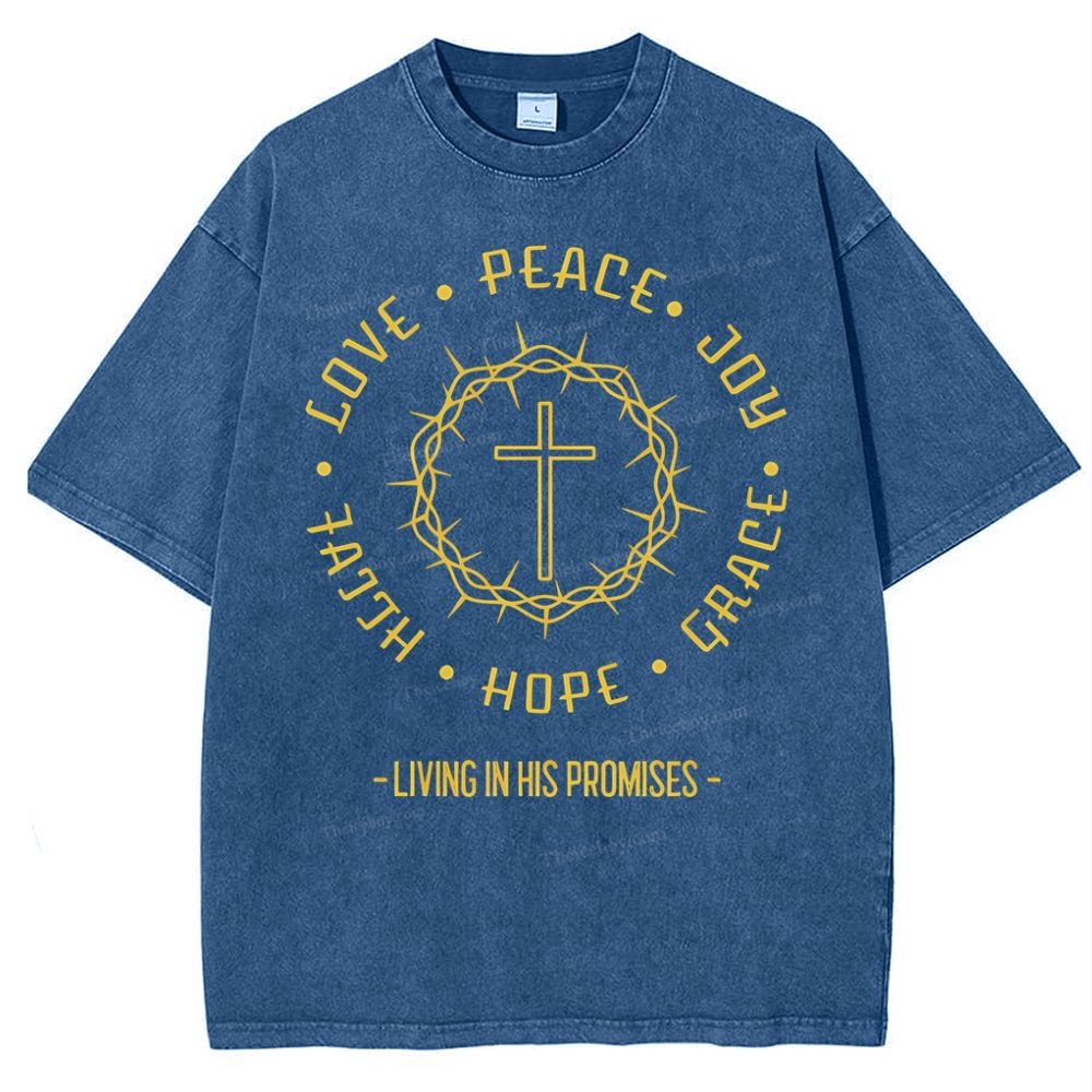 Love Peace Cross Snowflake Vintage Cotton T-Shirt