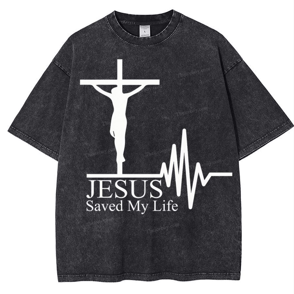 Jesus Saved My Life Snowflake Vintage Cotton T-Shirt