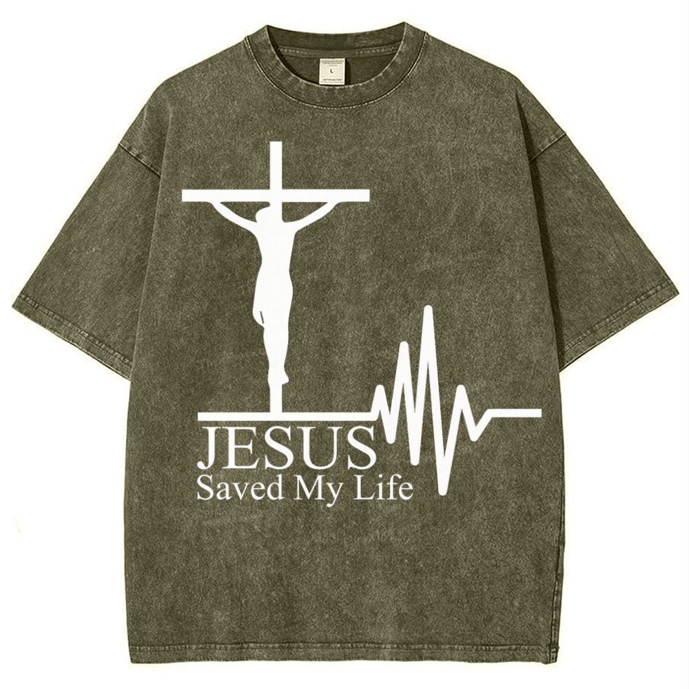 Jesus Saved My Life Snowflake Vintage Cotton T-Shirt